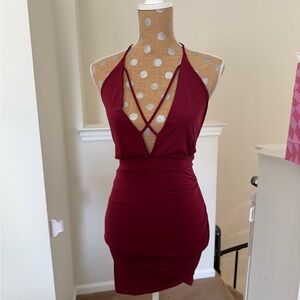 Forever 21 Burgundy Halter Dress